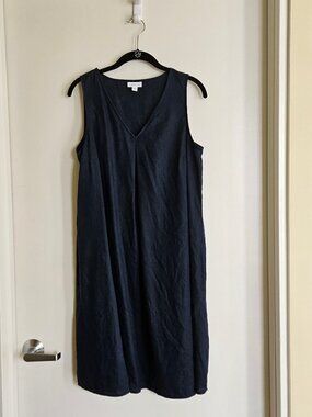 J Jill Navy Linen A-Line Dress M